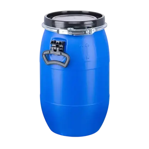 Spannringdeckelfass_30_Liter_UN_Zulassung_Kunststoff_blau_mit_Griffe